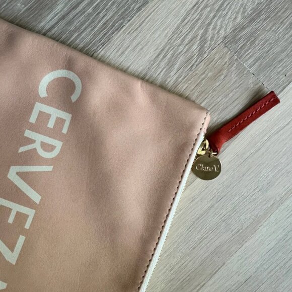 RARE Clare V Flat Clutch Pink Printed Leather - Picture 5 of 5